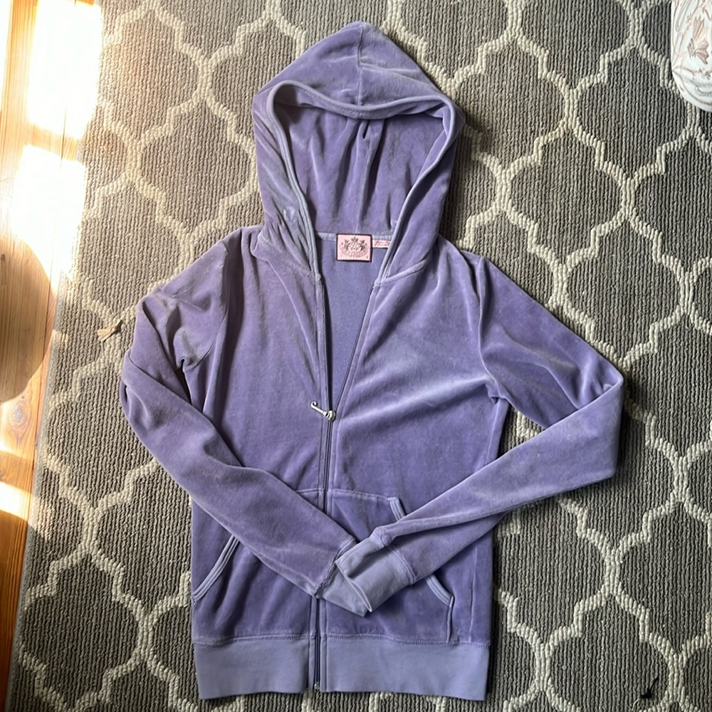 Y2K Juicy Couture velvet track suit jacket with hood